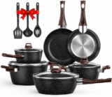 Induction Pots and Pans Set, 13pcs Non Stick Saucepan Set with Glass Lids