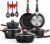 Induction Pots and Pans Set, 13pcs Non Stick Saucepan Set with Glass Lids