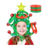 Inflatable Christmas Tree Ring Toss Game and Party Hat Set