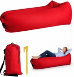 Inflatable Lounger Air Bed, Red, Lightweight, Waterproof, Versatile