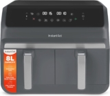 Instant Pot – Vortex Dual Air Fryer – Large 8L, Twin, Double 4L Basket, 8 in 1 – Food Dehydrate, Grill, Bake, Roast, Reheat, Non-Stick, Easy Clean, Dishwasher Safe, Electric – Truffle Grey