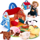Interactive Baby Barn Set with Crinkle, Mirror, Montessori Early Learning Toys for 1 Year Old, sold by Hahaland Toy Store FBA