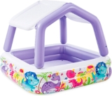 Intex Swim Center Sun Shade Pool 157 x 157 x 122cm, Inflatable Kids Paddling Pool with Removable Sun Shade, Ocean Scene Design, Drain Plug and Repair Patch, 57470