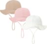 Invalidism 3 Pack Baby Toddler Sun Hat Kids Summer Sun Protection Hats UPF 50 Wide Brim Adjustable Unisex Bucket Hat Boy Girls Beach Hats for Toddler Kids