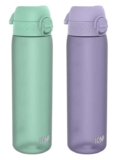 Ion8 Water Bottle Evo, 500ml/18oz, Leak Proof, Easy to Open, Secure Lock, BPA Free, Hygienic Flip Cover, Carry Handle, Teal Green / Purple
