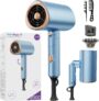 Ionic Hair Dryer 2000W Professional, Fast Drying Hairdryer with Cold Shot, Negative Ion Anti-Frizz, 2 Speeds 3 Heat Settings, Diffuser & Concentrator Nozzles, Travel Portable Hair Dryer, Blue
