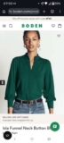 Isla Funnel Neck Button Blouse Emerald Night – 15% off w/code