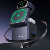 Ivanky 5-in-1 Wireless Charging Station Cube with Retractable Cable & MagSafe, 65W Fast Charger for iPhone, Apple Watch & AirPods