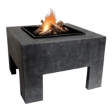 Ivyline Black Square Outdoor Fire Pit with Granite Console 40 X 58cm