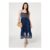Izabel London Blue Embroidered Border Cami Strap Midi Dress
