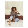 Izabel London Brown Animal Print Semi Sheer Longline Shirt