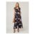Izabel London Navy Floral Cap Sleeve Shirred Maxi Dress