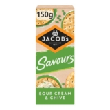 JACOBS Savours Thins Sour Cream & Chive Crackers, 150g