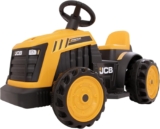 JCB Battery Operated Tractor Ride-On Electric Powered Construction Ride On Car Forward & Reverse Function Ride Along Toys For Children Trailer Not Included Ages 2