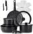 JEETEE Pots and Pans Set Non Stick 17pcs, Kitchen Cookware Sets with Detachable Handle, Induction Nonstick Cookware Set with Removable Handle, Stackable RV Cookware, Oven Safe, PFOA Free, Black