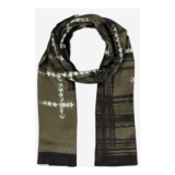 JIMMY CHOO Olive Pure Silk Tartan & Star Scarf