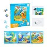 JKGIFTS 3-In1 Montessori Dinosaur Magnetic Puzzle Book