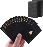 JNGTKL Black Gold Deck Of Cards, Waterproof Playing Cards, 87x55mm, For Family & Friends, Ages 12