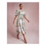 JONORA Lilypad Print Puff Sleeve Midi Dress
