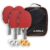 JOOLA 4x Table Tennis Set Bats and 8 Ping Pong Balls with Storage Case