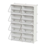 JOYFURNOS 16-Slot Modular Shoe Rack with Doors White