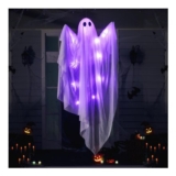 JOYIN 47-Inch Hanging Light-up Ghost with Purple LED