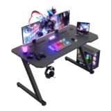 JUMMICO Z-Shaped Gaming Desk 120×60 Cm with Headphone Hook