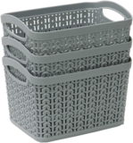 JVL 13-358GY Knit Design Loop Plastic Set of 3 Storage Box 1.5L, Grey 11 x 17 x 13, One size