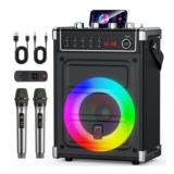 JYX Karaoke Machine with 2 Wireless Mics and Disco Light