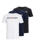 Jack & Jones Mens Logo Tee SS Crew Neck T-Shirt (Pack of 3) – Small