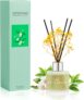 Jasmine White Tea Scent Diffuser, 50ml Diffuser with Dried Flower for Bathroom Small Place, Last up to 30 Days