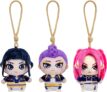 Jazwares KPop Demon Hunters 3-Pack 4-inch Clip-On Plush – Rumi, Mira, Zoey Mini Collectible Character Clips, On-The-Go Fans, Ages 6