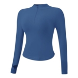 Jetjoy Womens Long Sleeve Gym Top with 1/2 Zip