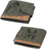 Jeweidea Personalised Men Wallet with Photo Name PU Leather Fold Wallet with Card Coin Holder for Dad Husband Gifts for Fathers Day