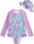 JiAmy Baby Girls Rash Guard Swimsuit One Piece Long Sleeve Bathing Suits Ruffle Swimwear Set with Zipper and Hat