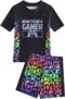 JiAmy Boys 2 Piece Swimwear Set, UV Sun Protection Gaming Swimming Costume Long or Short Sleeve Rash Guard Shirts with Swim Trunks Swimsuit for 5-14 Years