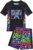 JiAmy Boys 2 Piece Swimwear Set, UV Sun Protection Gaming Swimming Costume Long or Short Sleeve Rash Guard Shirts with Swim Trunks Swimsuit for 5-14 Years