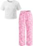 JiAmy Girls Clothes Tracksuit Outfits 2 Piece Clothing Sets Tweens 7-14Y Soft, breathable,ribbed short sleeve crew neck tops,trendy wide-leg cargo pants with multi-pockets,casual &sport &school