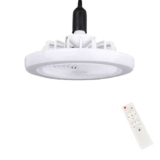 Jingsen LED 26cm Ceiling Fan Light E27 Bulb Fixture with Remote, 3 Speeds & 3 Colour Temperatures – White Fixed Head