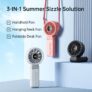 Jisulife Portable Handheld Fan with LED Display, 5 Speeds,5000mAh – With Code – Sold by Jisulife Official Store
