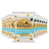 Joe & Sephs Salted Caramel Popcorn (12x23g) 2 Star Great Taste Award, gourmet sweet air-popped popcorn, on the go snack
