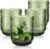 Joeyan 360ml Green Drinking Glasses Set of 4, Decorative Floral Embossed Highball Glass Tumbler Vintage Water Glasses, Heavy Duty Glassware Beverages Tumblers for Whisky, Beer, Juice, Wine