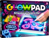 John Adams GLOWPAD Light-Up Drawing Pad Mess-Free Arts and Crafts for Kids Designs Change Colour & Glow Light & Ideal for Travel 8 Board Light-Up Modes Ages 4 Gift Idea for Christmas