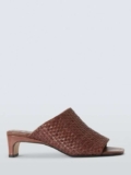 John Lewis Maria Woven Leather Block Heel Mule Sandals, Chocolate, 3
