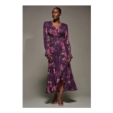 Jolie Moi Long Sleeve Frill Hem Mesh Maxi Dress