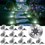 Joomer Solar Lights Outdoor Garden, 600mAh Solar Ground Lights 8 LED Solar Powered Disk Lights Waterproof for Pathway Yard Walkway Patio Lawn Path(12 Pack, Cool White)