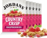 Jordans Country Crisp Raspberry Breakfast Cereal – Oat Clusters with Raspberries – No Artificial Flavours or Preservatives – British Baked Cereal – 450g (Pack of 6 x 450g)