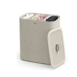 Joseph Joseph Tota – Trio 90-litre Laundry Separation Basket with lid, 3 Removable Washing Bags with Handles- Ecru