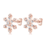 Josfeva Snowflake Stud Earrings, 925 Silver, Zirconia, Hypoallergenic