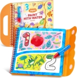 JoyCat Number Water Coloring Book for Toddlers 3-5, Reusable 14 Pages with Water Pen for No-Mess Drawing, Preschool Learning Number Tracing Toys, Birthday Gift Boys Girls